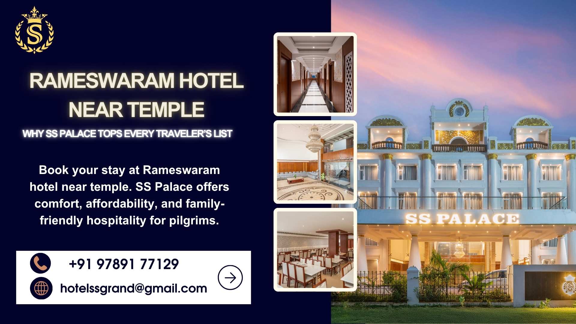 Hotel SS Palace – Rameswaram hotel near temple with luxury rooms, dining, and family-friendly stay options
