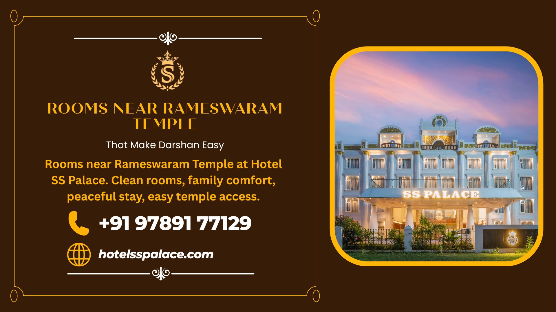 Rooms near Rameswaram Temple at Hotel SS Palace with clean family rooms and easy temple access