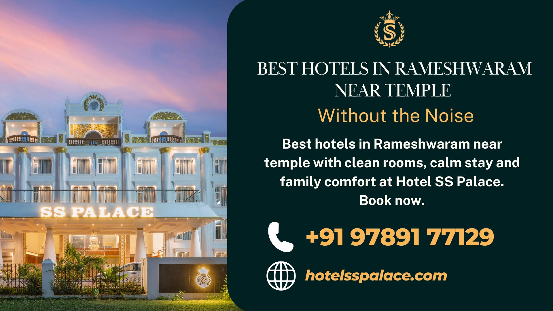 Best hotels in Rameshwaram near temple with clean rooms, calm stay and family comfort at Hotel SS Palace. Book now.