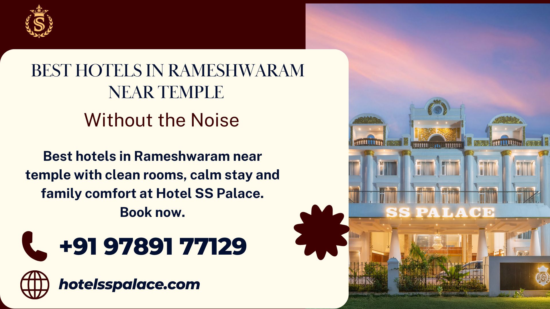 Family dining hotel in Rameswaram with clean ambience, tasty food and peaceful stay experience at Hotel SS Palace.