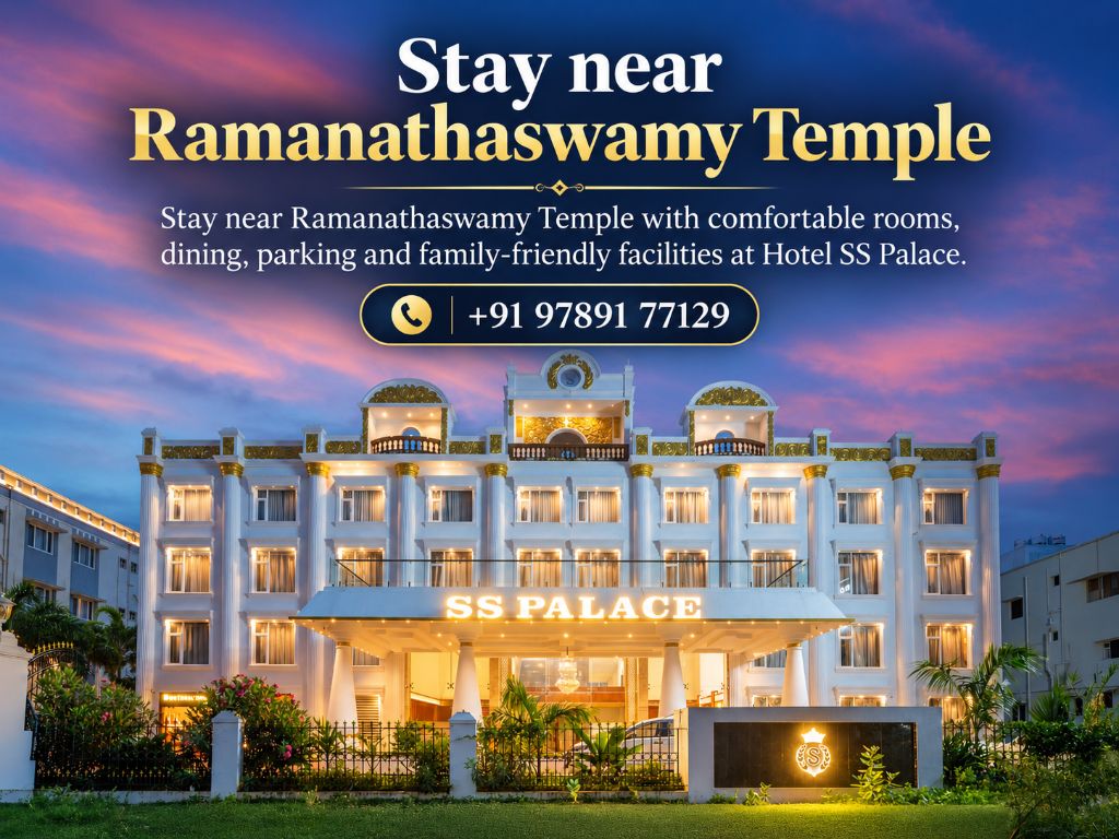 Stay near Ramanathaswamy Temple with comfortable rooms, dining, parking and family-friendly facilities at Hotel SS Palace.